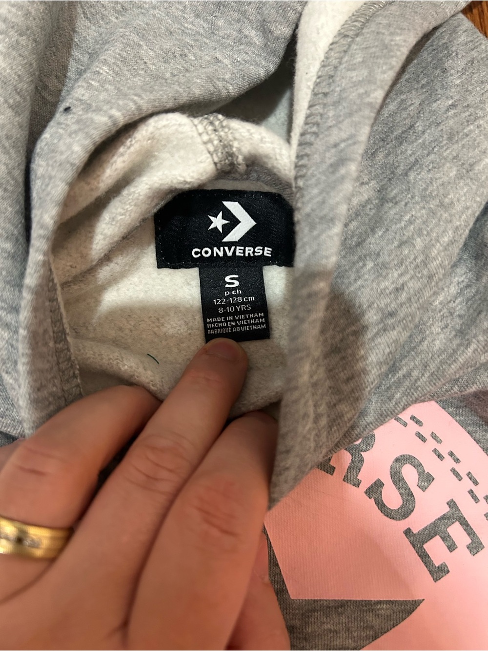 Converse Kids Cropped Gray Hoodie with Pink All Star Logo Size 8/10 - Picture 3 of 3